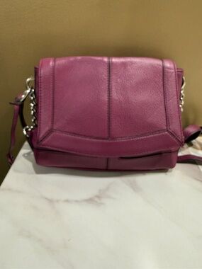 B. Makowsky deep purple leather Harper flap crossbody bag